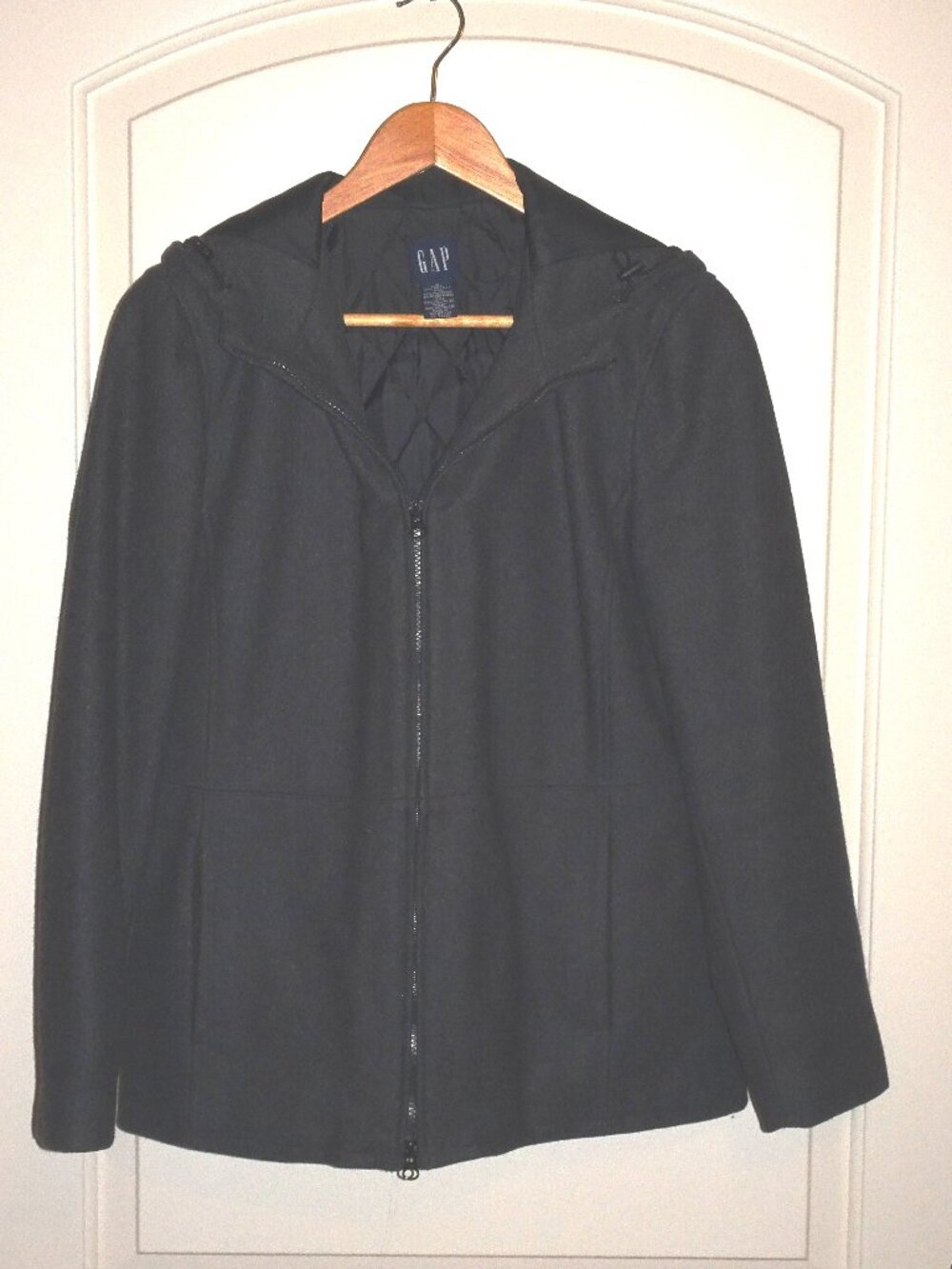 GAP ladies hooded coat, charcoal grey, size S